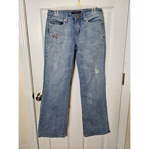 Vertigo jeans  Womem embroidered Floral distressed light wash 9x31